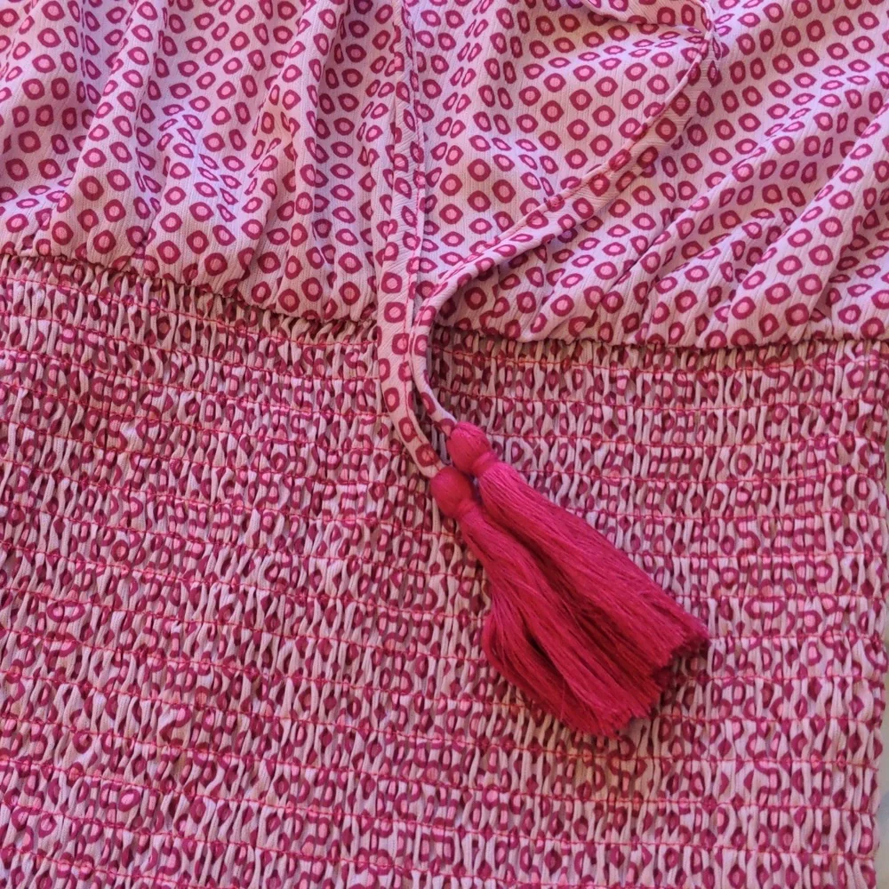 CEZELE  Pink Geometric Bohemian Summer Midi Dress Small - Picture 15 of 17